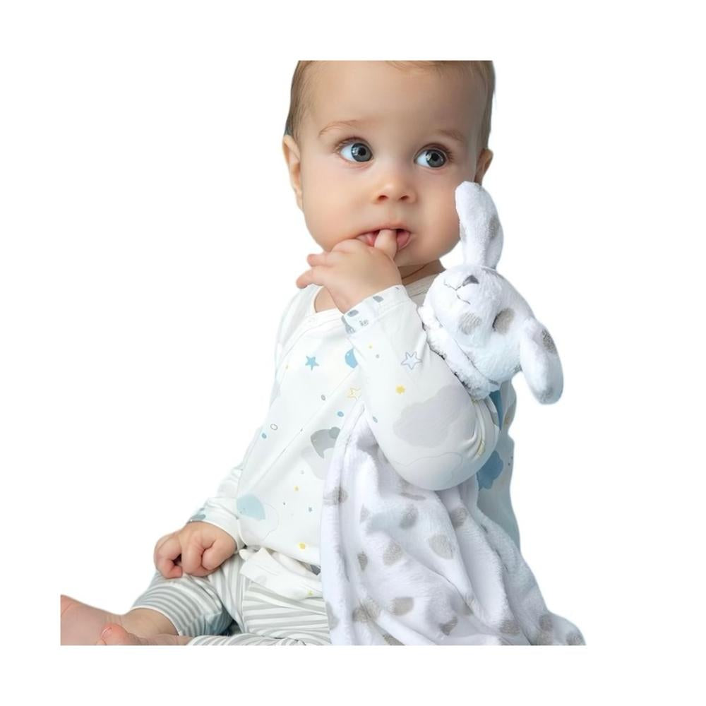 Blankies Theme Photo (blue baby holding rabbit blankie)